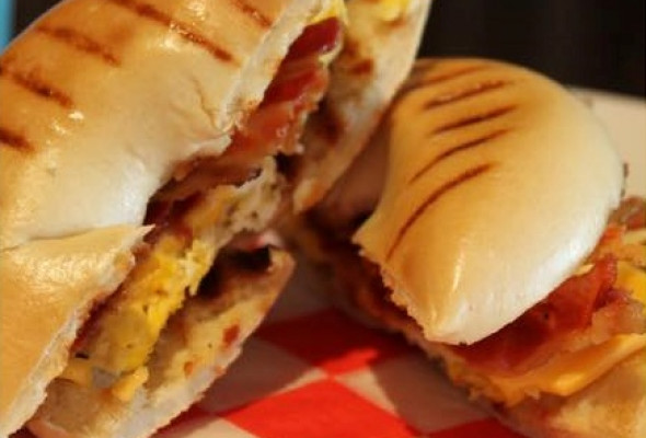 Breakfast Bagel Hot Sandwich