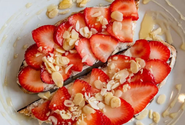 Strawberry Almond Honey Toast